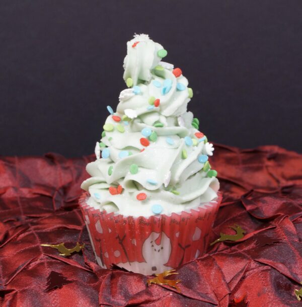 Christmas tree cupcake candle