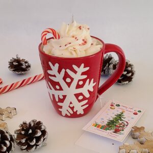 Christmas snowflake soy candle with whipped cream