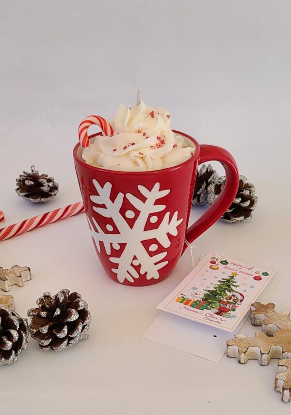 Christmas snowflake soy candle with whipped cream