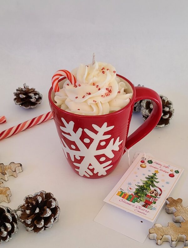 Christmas snowflake soy candle with whipped cream