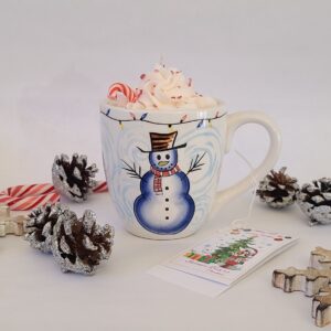 Snowman Christmas mug with whipped cream 100% soy